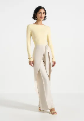 Best Seller ??va - Boat Neck Bodysuit - Pale Yellow