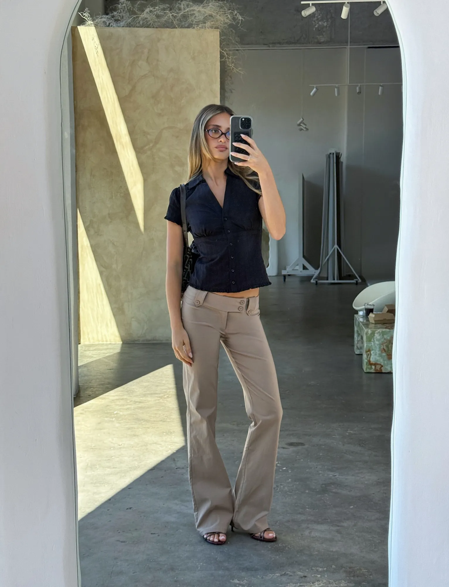 Denim Shirt VALERIE SHORT SLEEVE SHIRT - BLACK