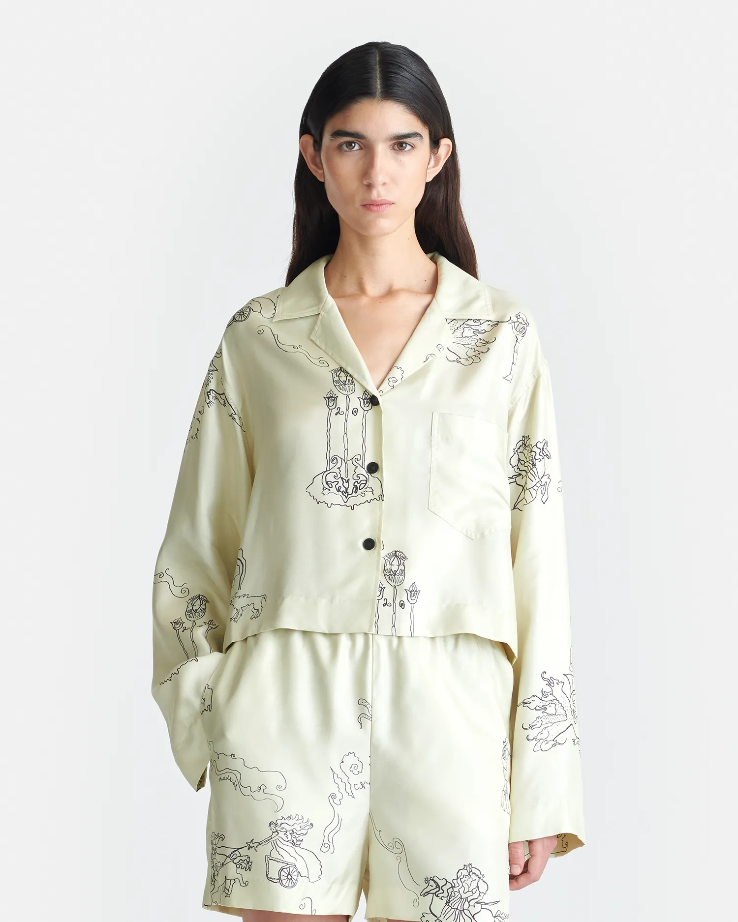 Fashionable Look Vally - Cropped Silk Twill Shirt - Folktale