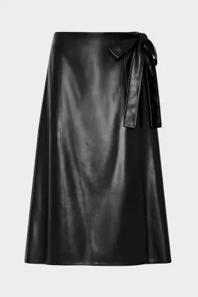 Stylish Hoodie Vegan Leather Bow Midi Skirt