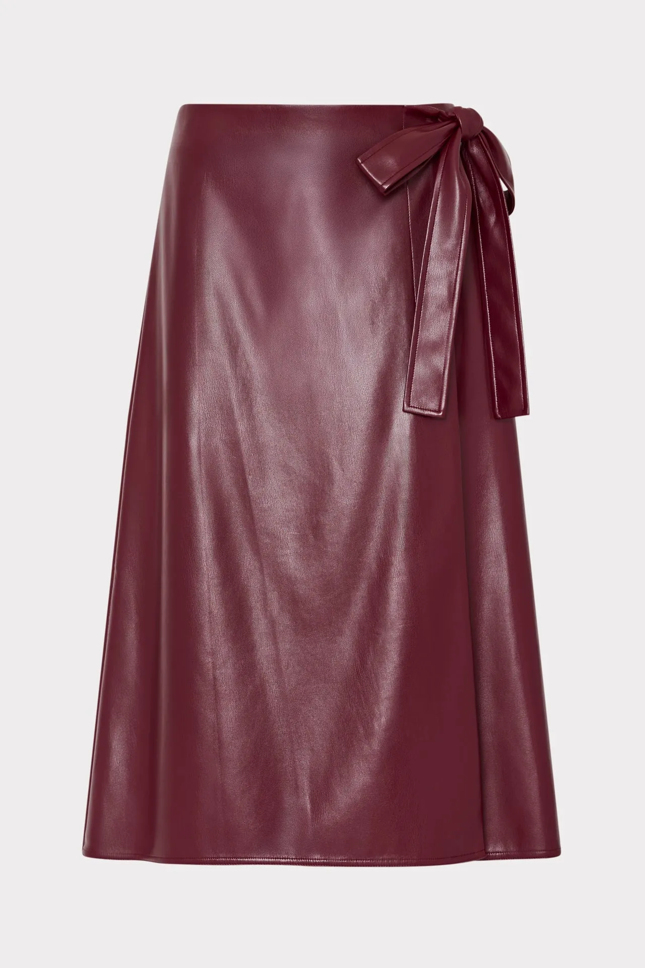 Vegan Leather Bow Midi Skirt Sweat Absorbent Inner Layer Fun Design