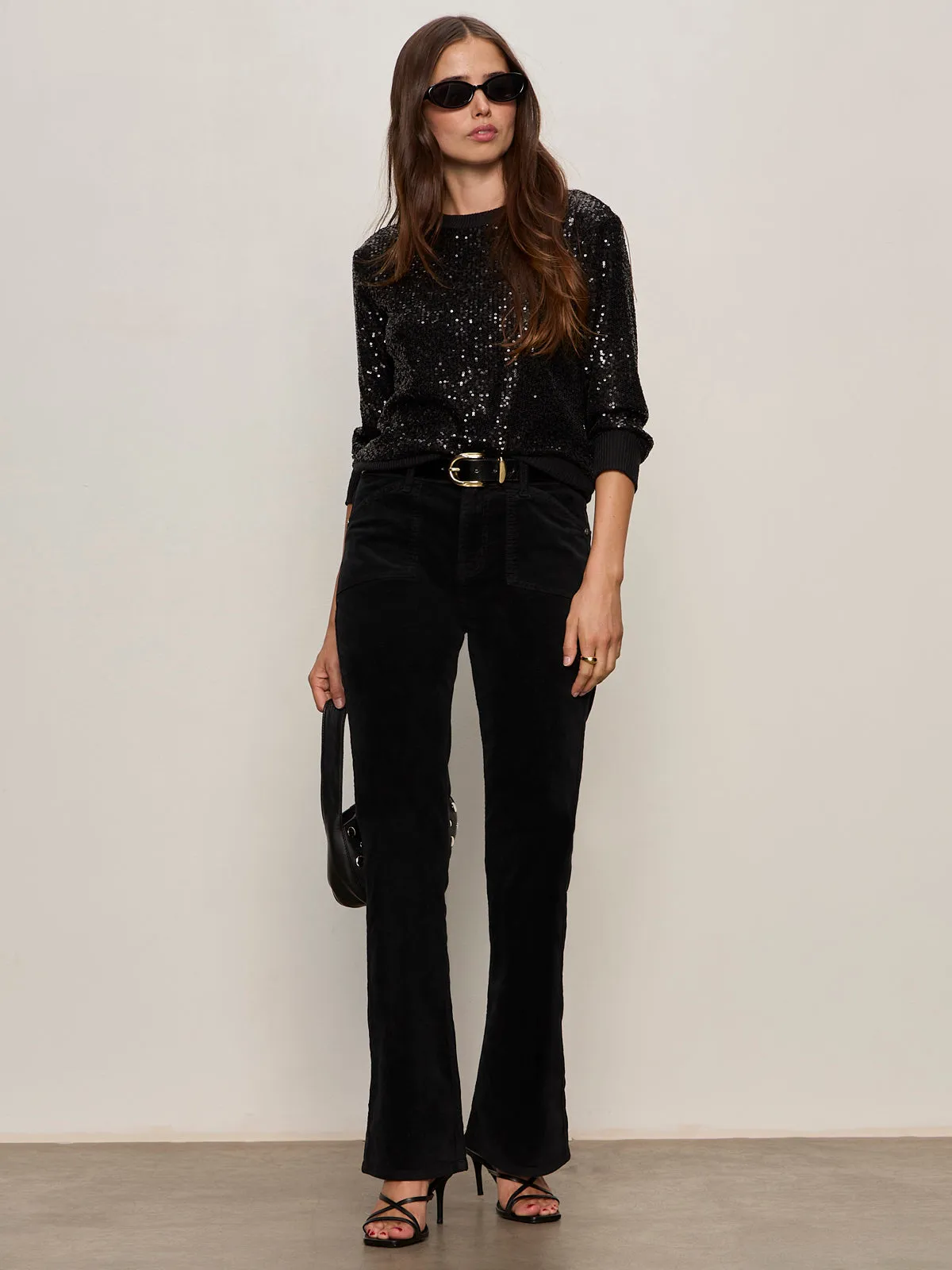 Mesh Backed Lining Snorkeling Velveteen Brook Bootcut Pant Black Petite Sizing