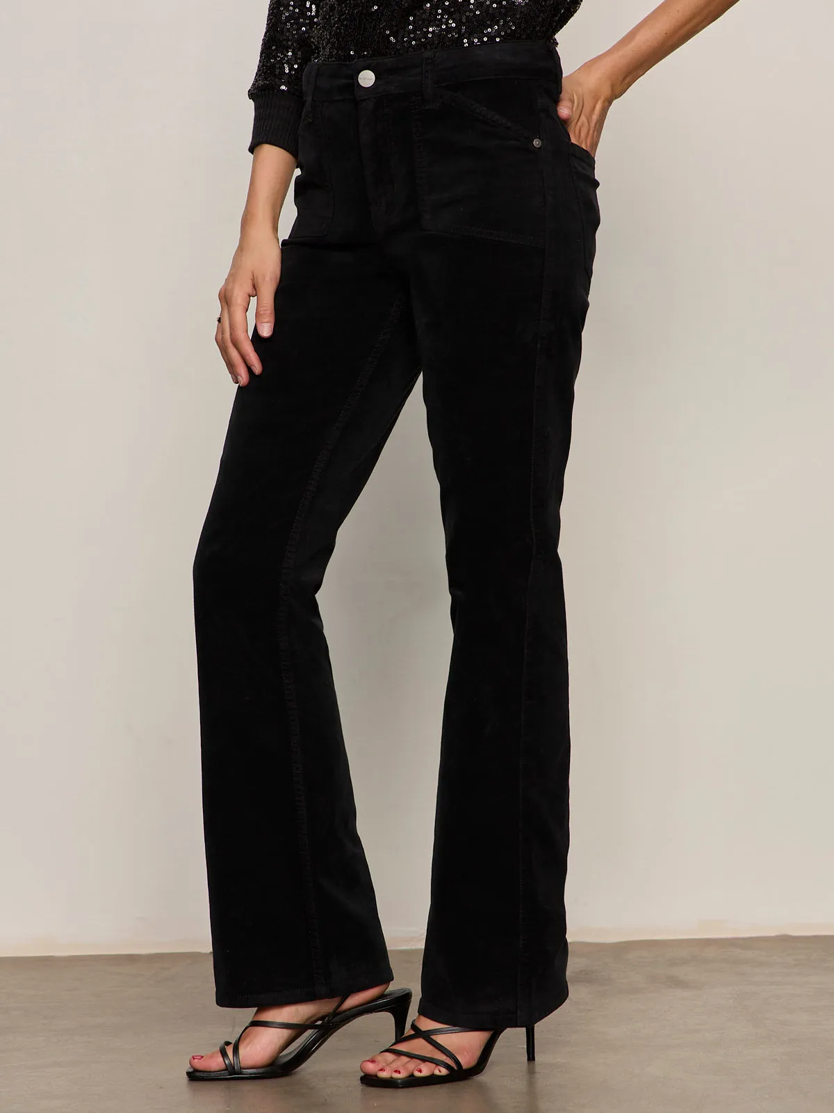 Velveteen Brook Bootcut Pant Black Petite Sizing Ventilated Channel Design