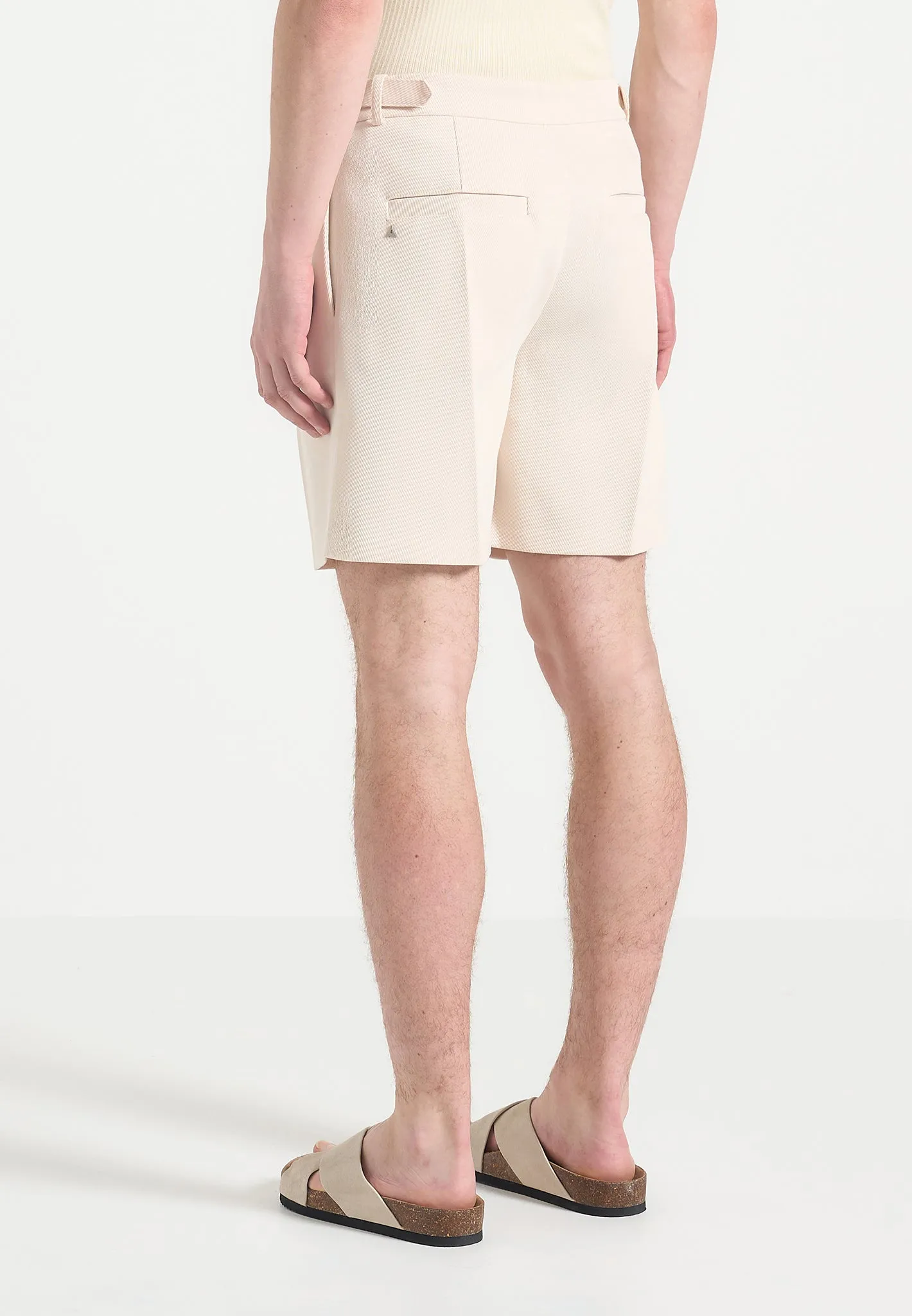 Marin - Twill Pleated Shorts - Cream MultiPocket FrictionResistant Trim