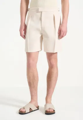Marin - Twill Pleated Shorts - Cream CollapsibleFrame