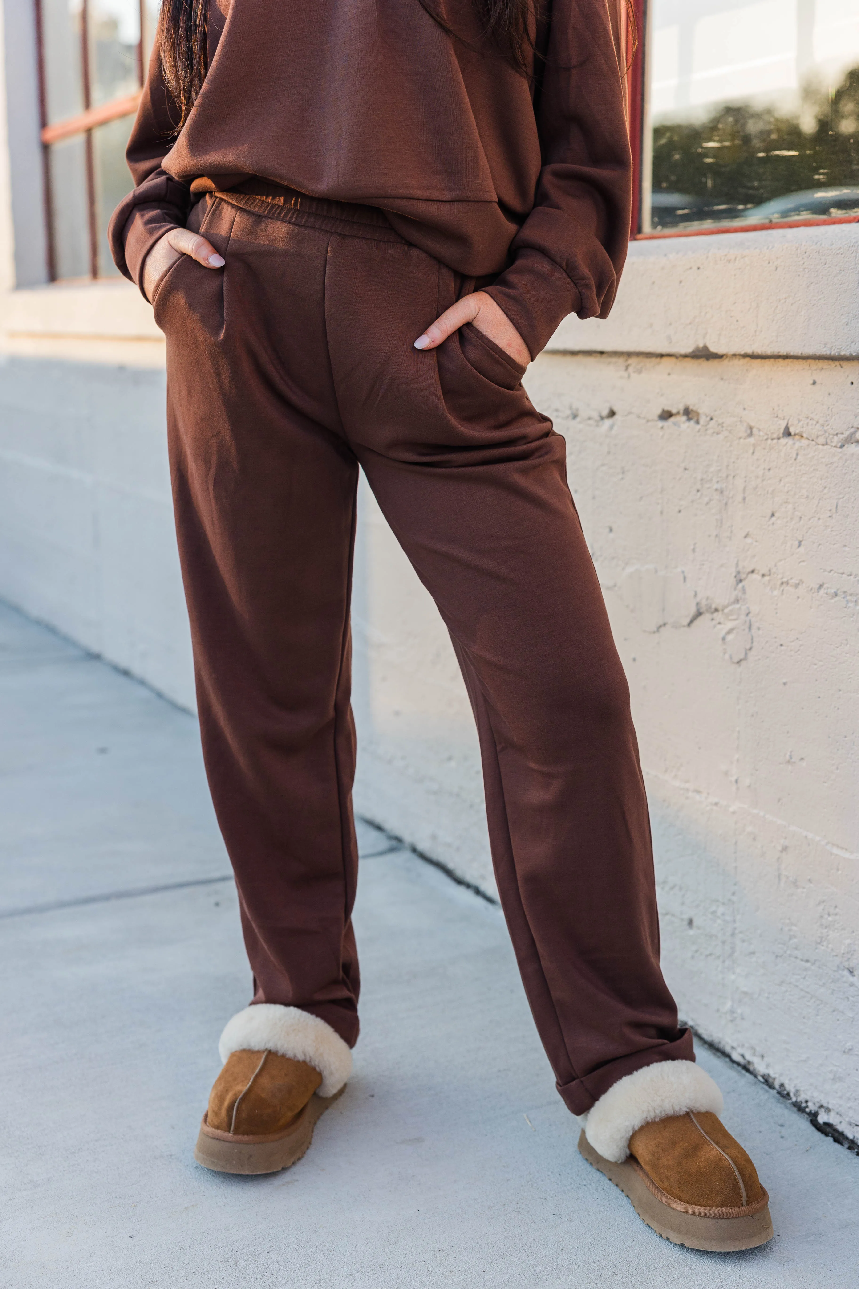 Penelope Loungewear Set- Espresso Convertible Style FasteningHood