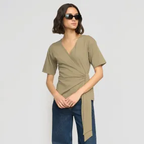 Professional Wear HighCollar Design Sena Organic Cotton Wrap Tee