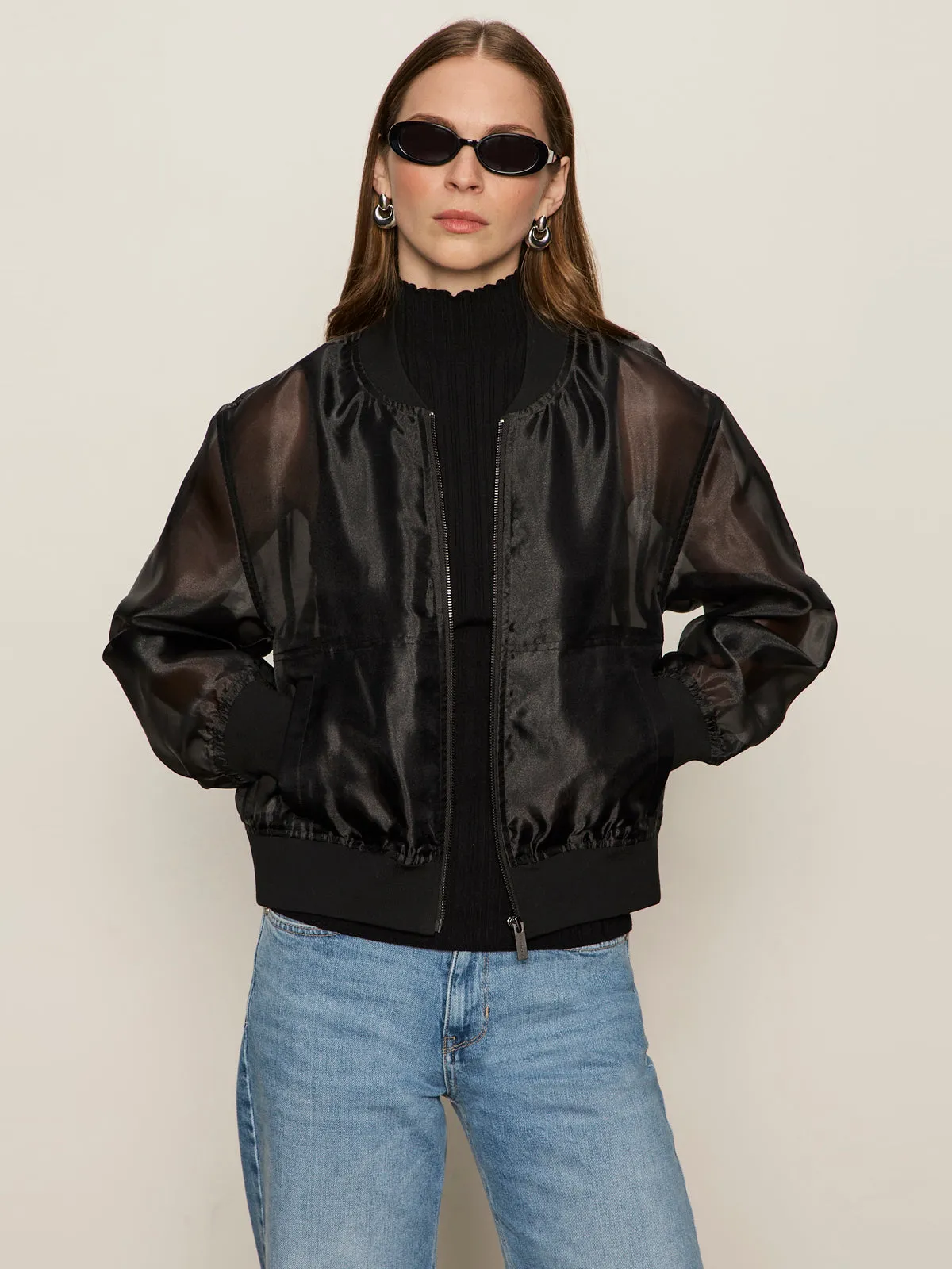 Shane Organza Bomber Black tropical vacation