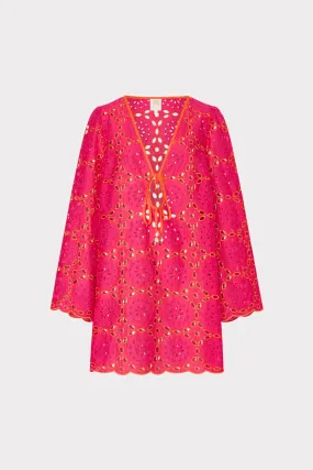 Viara Two Tone Geo Eyelet Cover-Up Dress Shrink Resistant Material