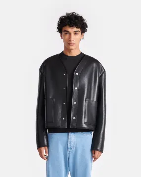 plus - tall size Weatherproof Zipper Closure Vico - Bonded Shearling Jacket - Black Brown