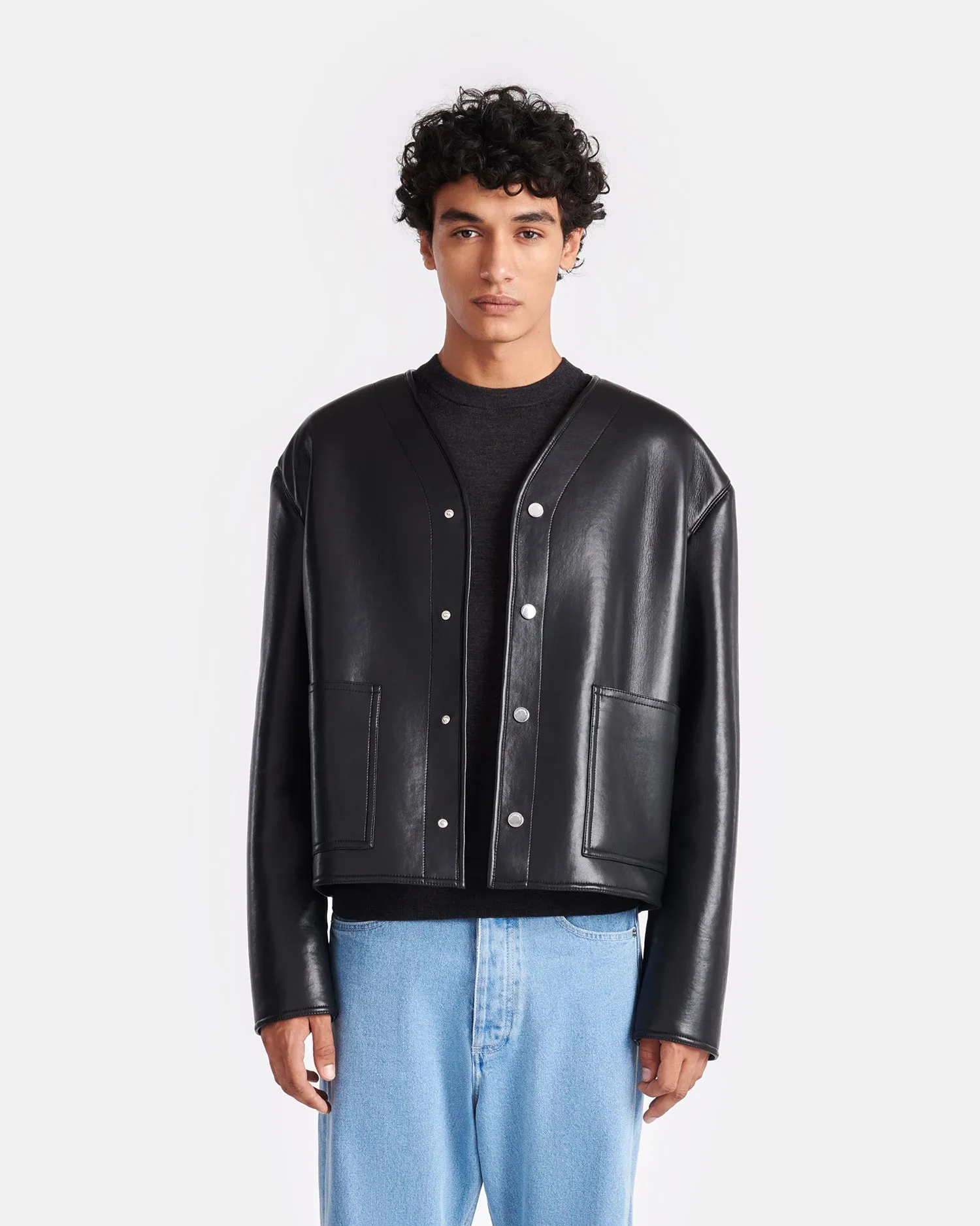 plus - tall size Weatherproof Zipper Closure Vico - Bonded Shearling Jacket - Black Brown