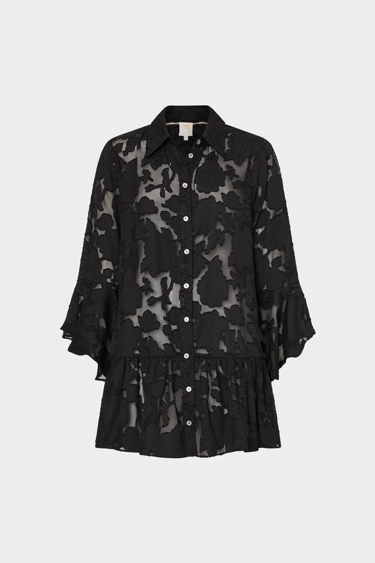 mesh ventilation Vierra Black Rose Burnout Cover-Up Dress