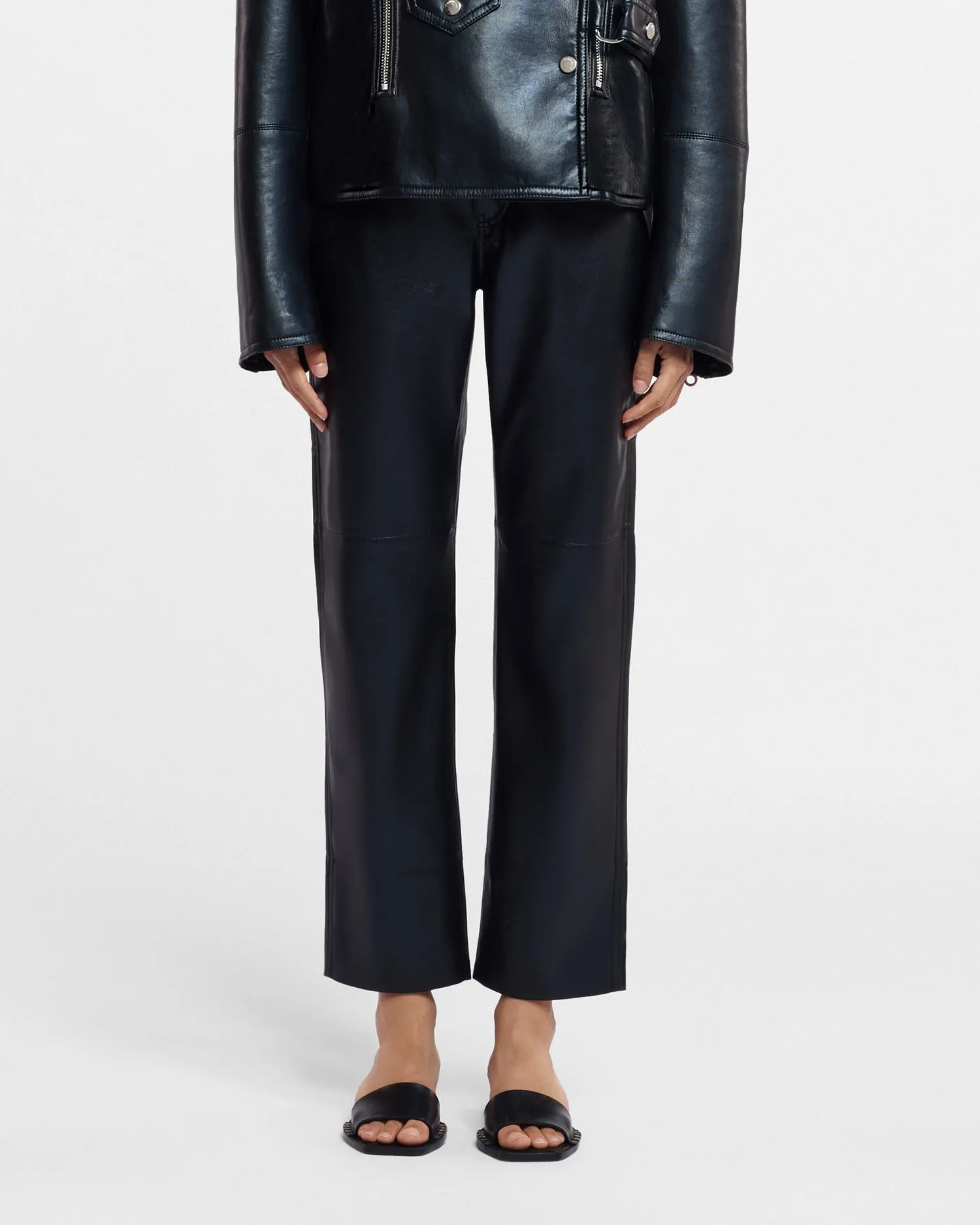 Vinni - Okobor? Alt-Leather Pants - Black Durable Fit Casual Office