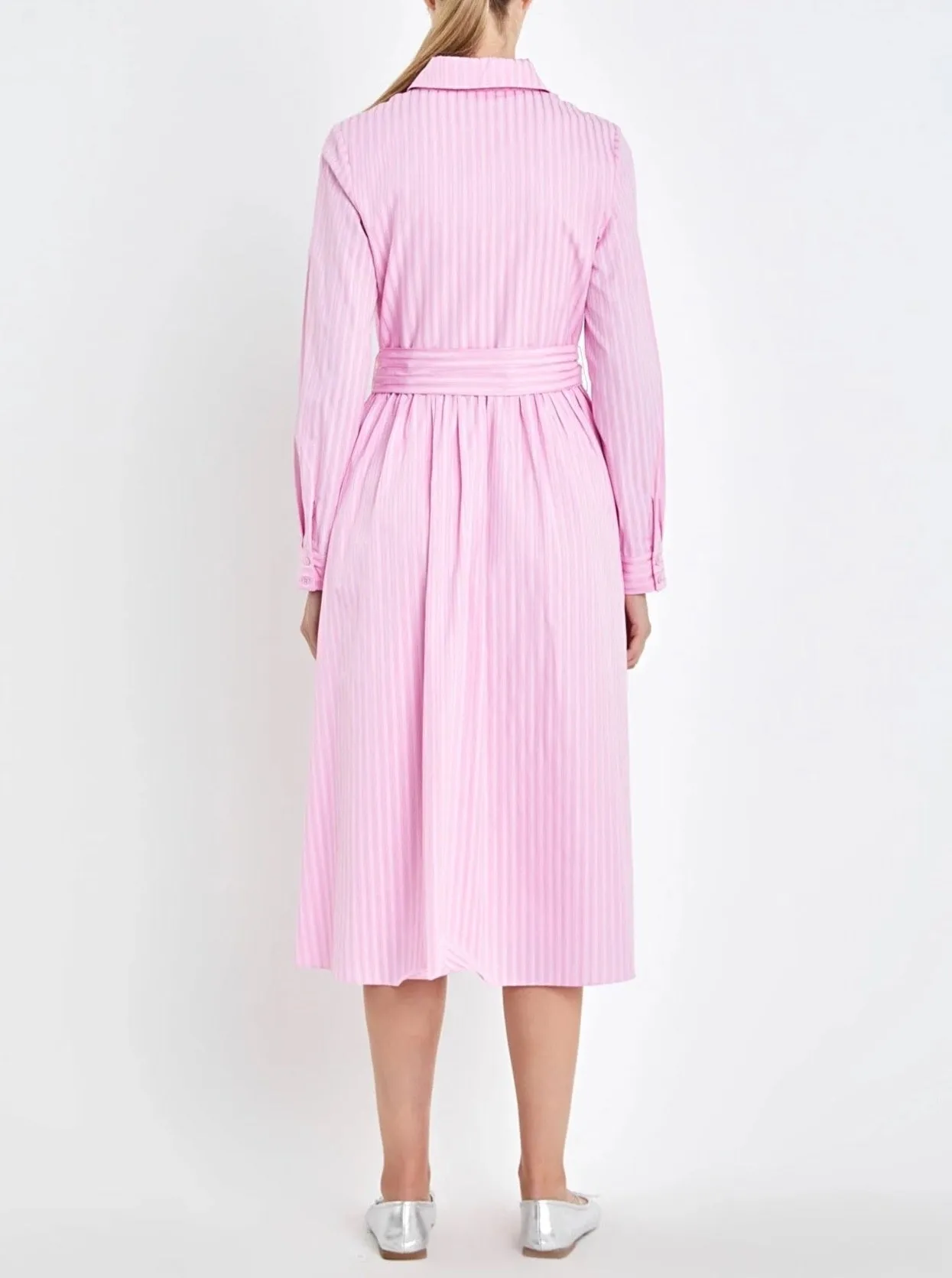 Kimberly Striped Dress Layered-Sleeve