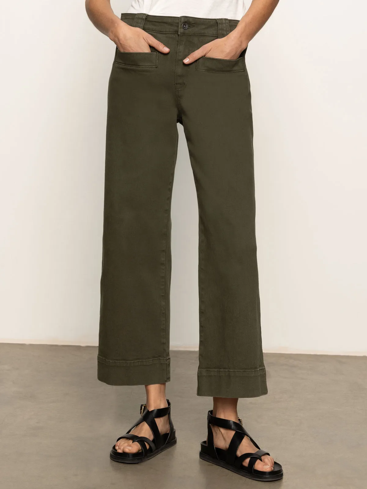 Voyage Standard High Rise Crop Pant Kalamata Barrel Waist Timeless Comfort Wear