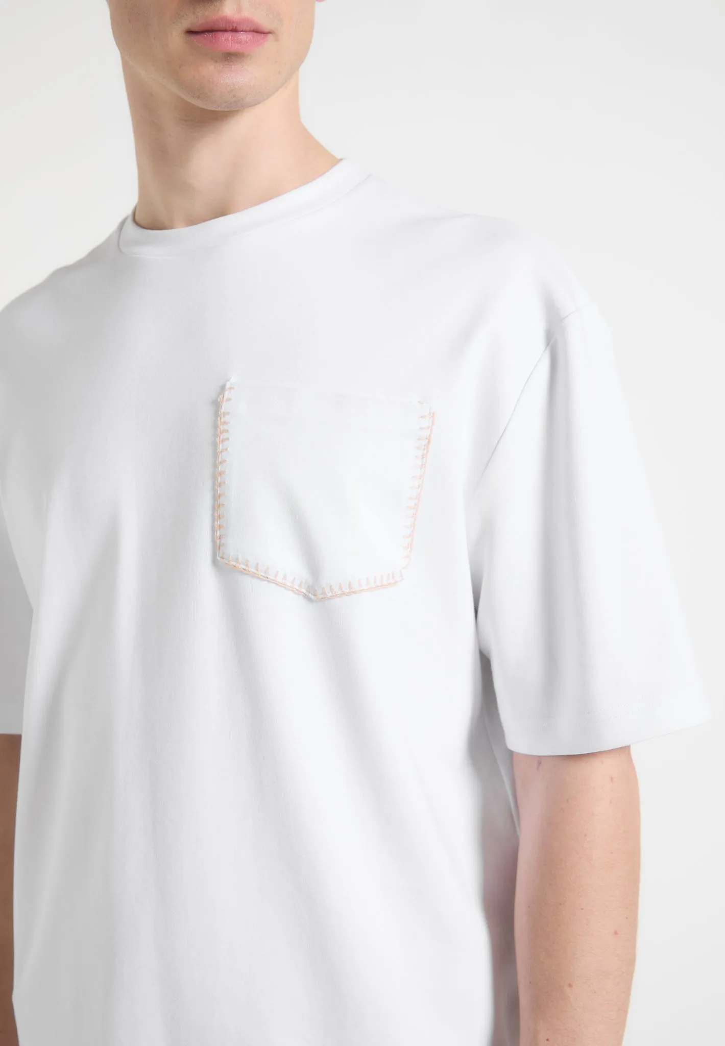 Backpacking Trip Durable Material Whipstitch Pocket T-Shirt - White