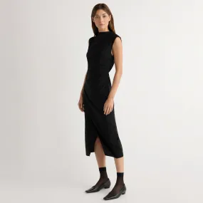 Manon Asymmetric-Neck Ruched Dress Relaxed and Elegant