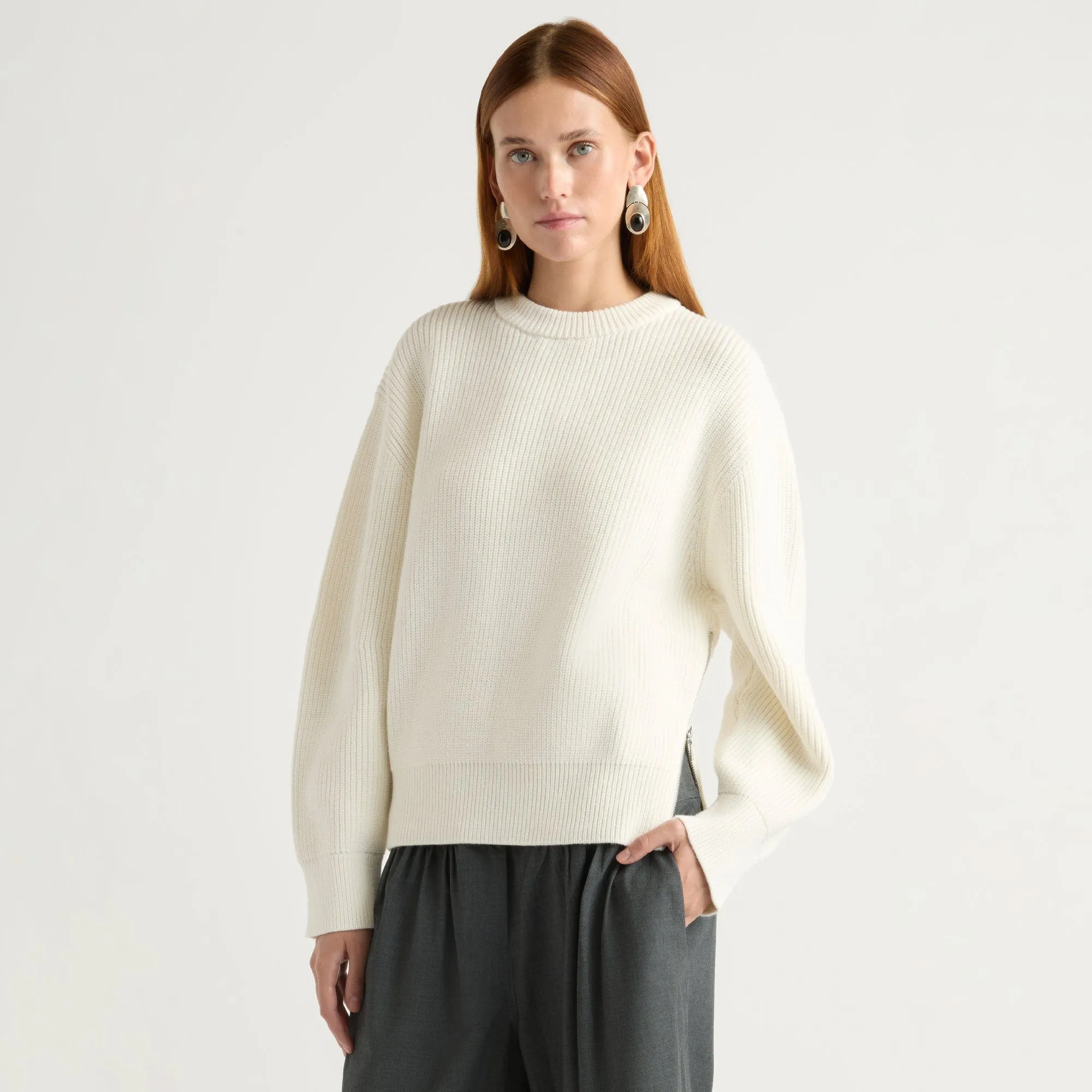 Fade Resistant Finish Tate Organic Cotton Side-Zip Sweater