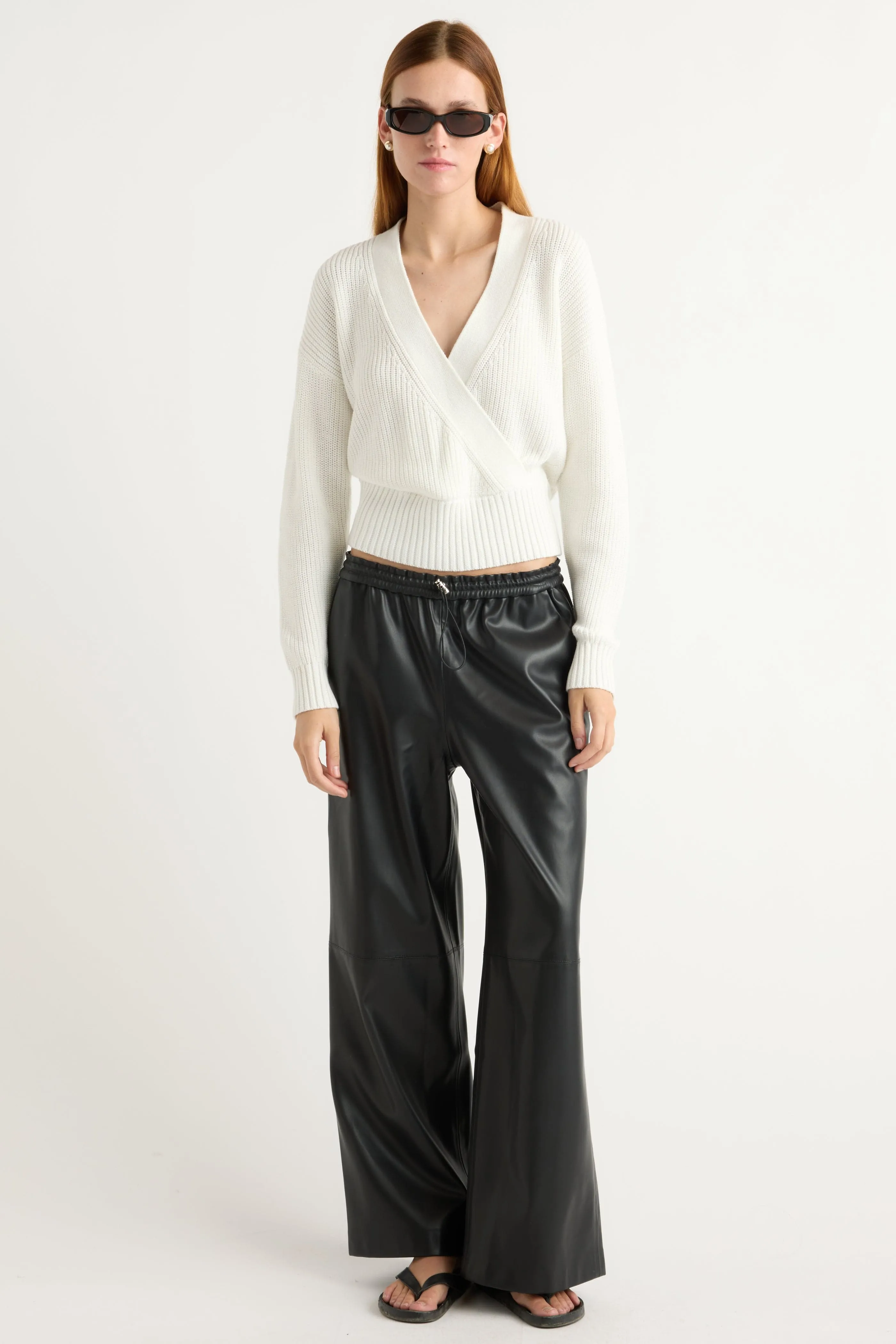 Maren Cropped V-Neck Sweater Chilly Days Basic Layer