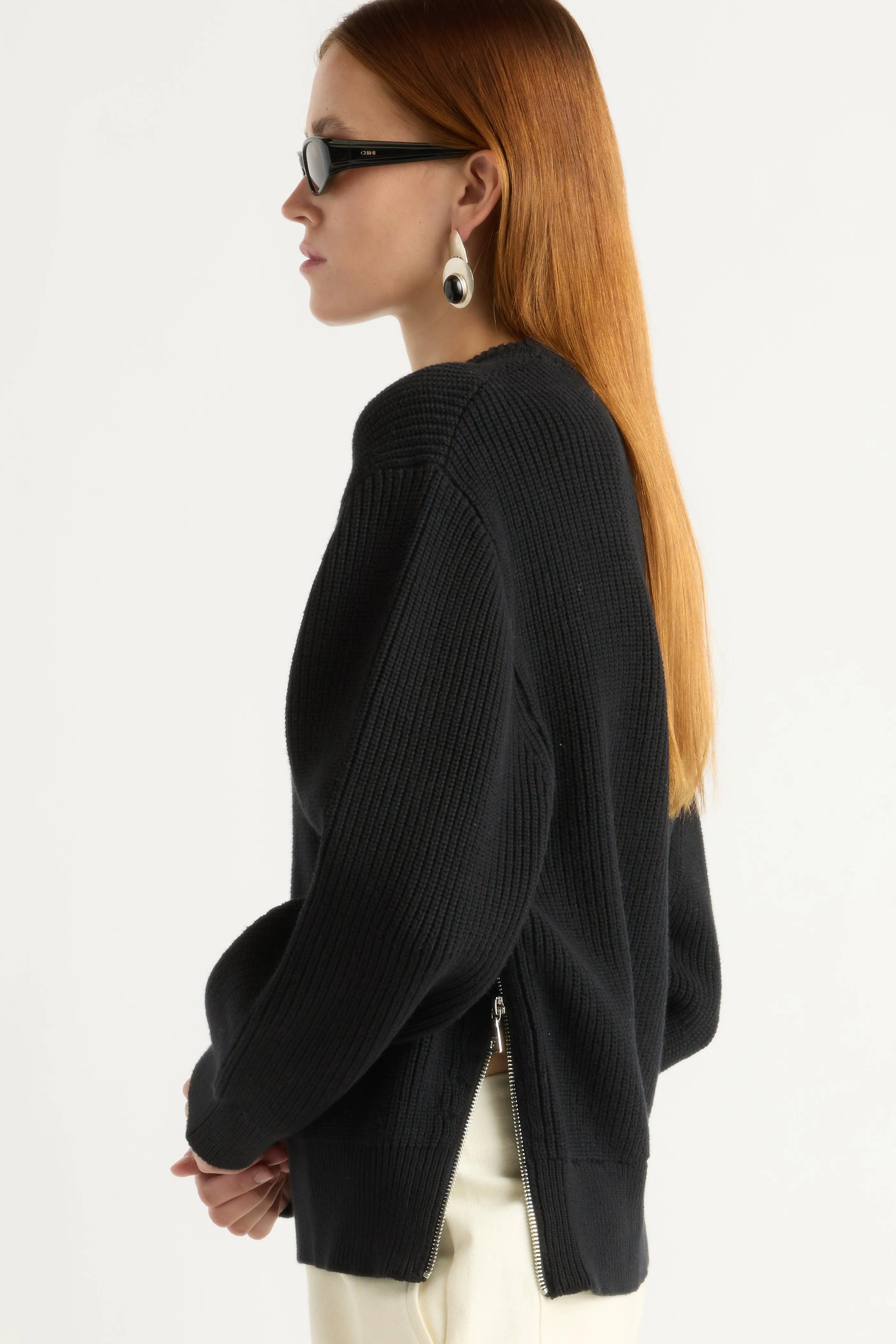 Tate Organic Cotton Side-Zip Sweater Timeless Layering