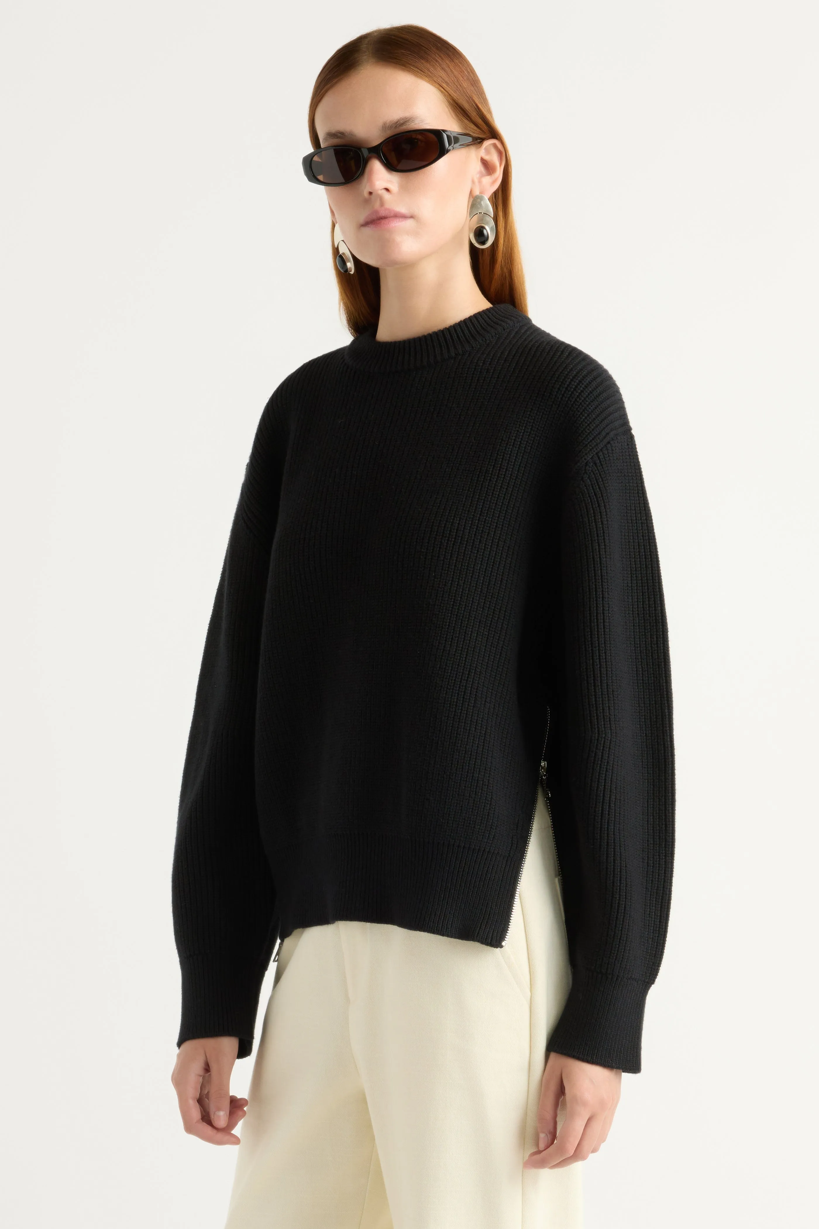 Luxe Wear Tate Organic Cotton Side-Zip Sweater