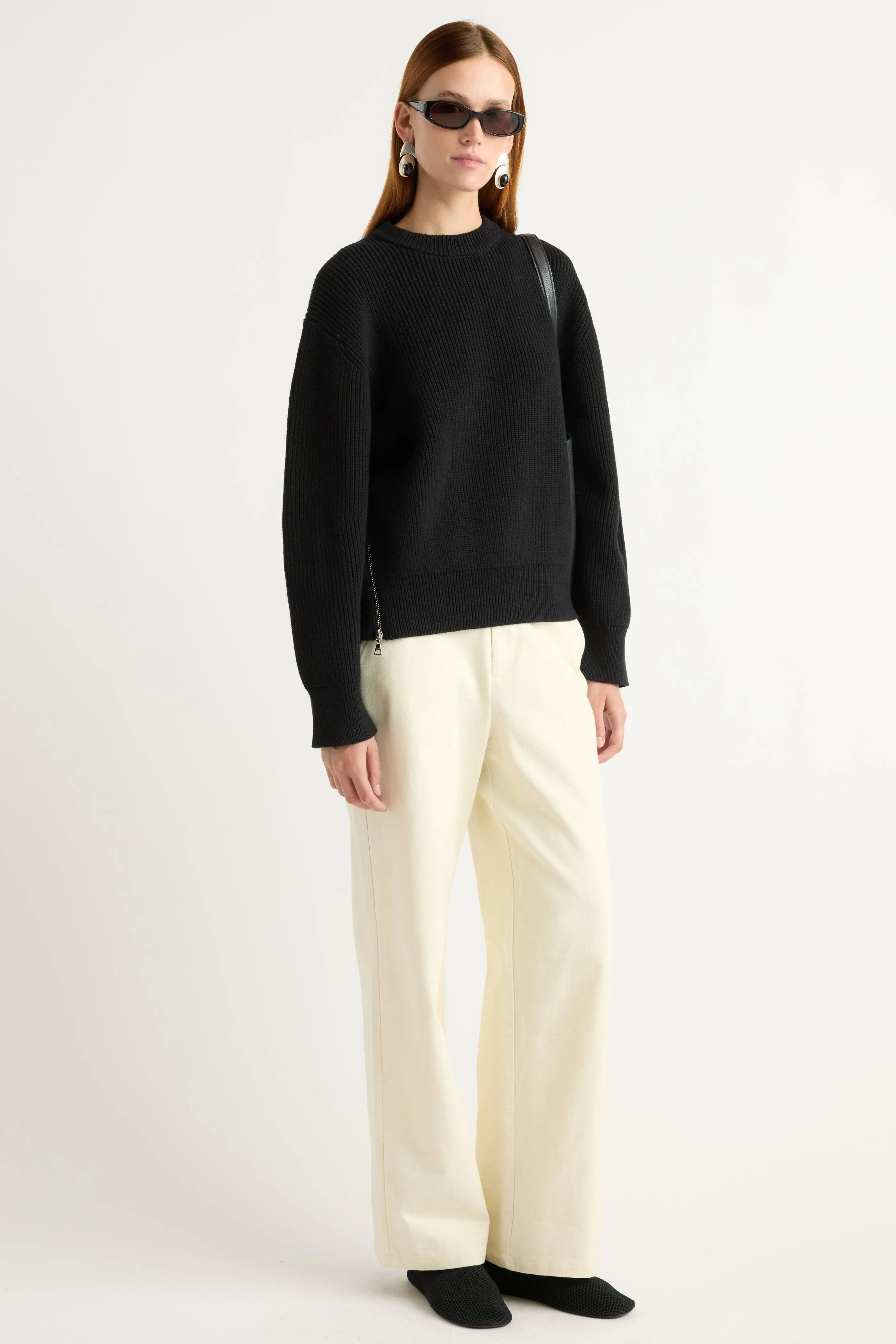 Trendy Comfort Versatile Piece Tate Organic Cotton Side-Zip Sweater