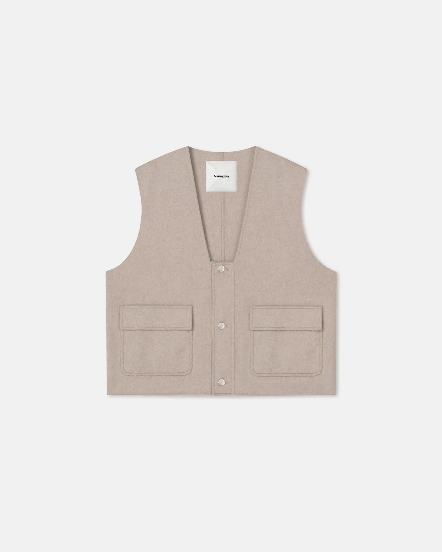 Stylish Mykel - Cropped Double Wool Vest - Stone