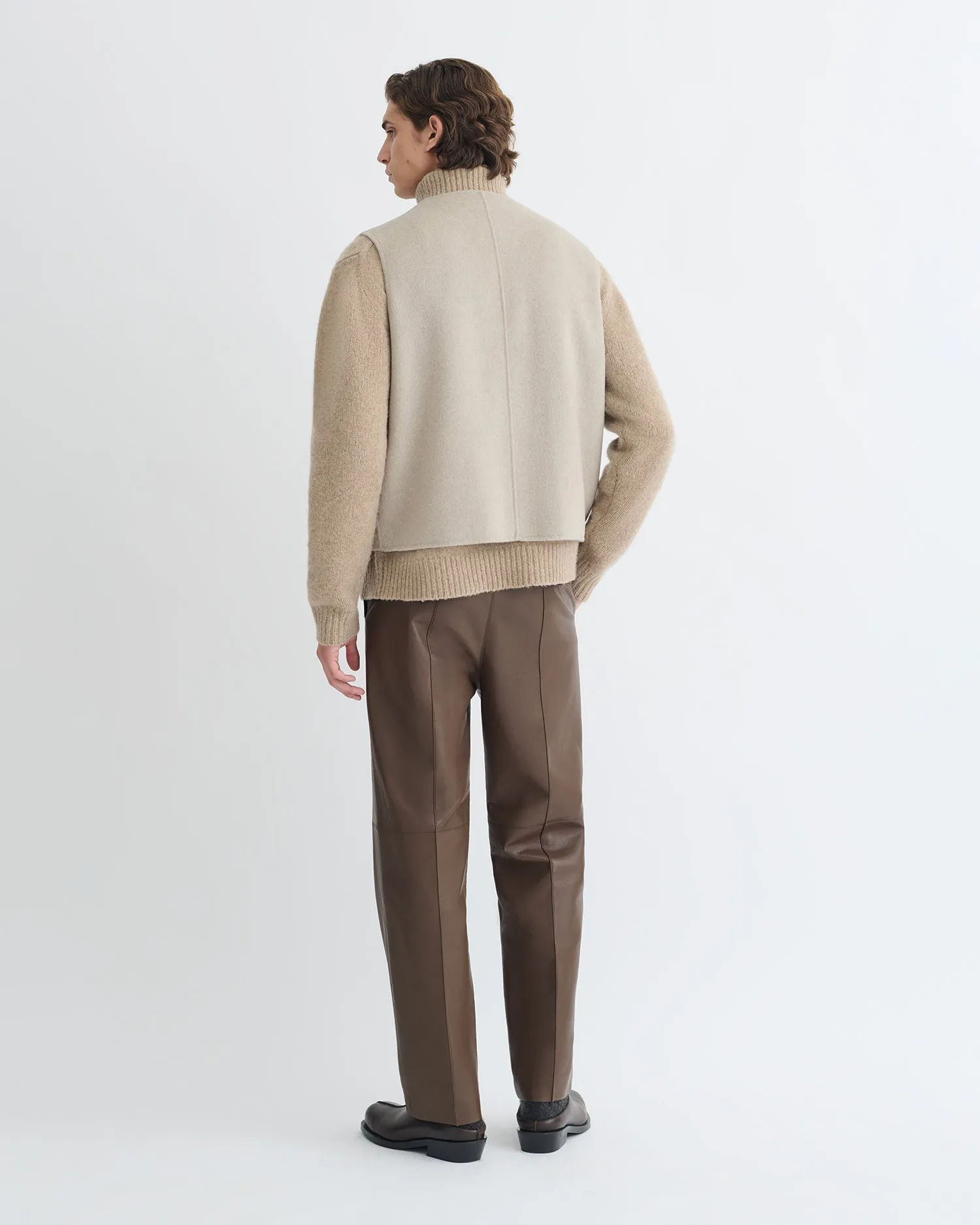 Family gathering clothes for kids Fancy Mykel - Cropped Double Wool Vest - Stone