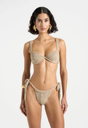 Valentine - Crochet Bikini Bottoms - Natural Sweat Resistant Material Fade Resistant Color Lock