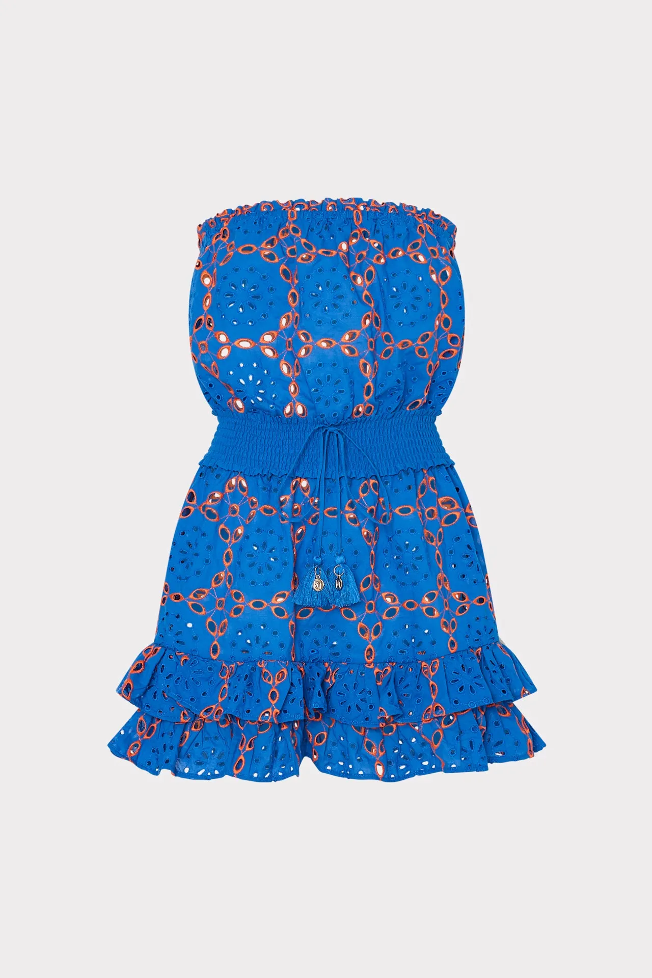 Padded-Cups Thermal Regulating Lining Verity Two Tone Geo Eyelet Cover-Up Dress