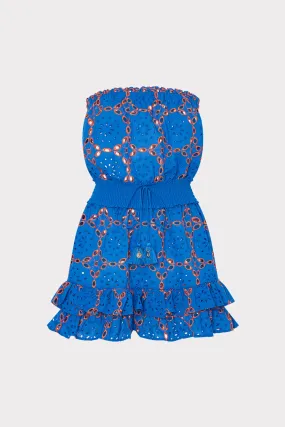 Verity Two Tone Geo Eyelet Cover-Up Dress Pool Fun