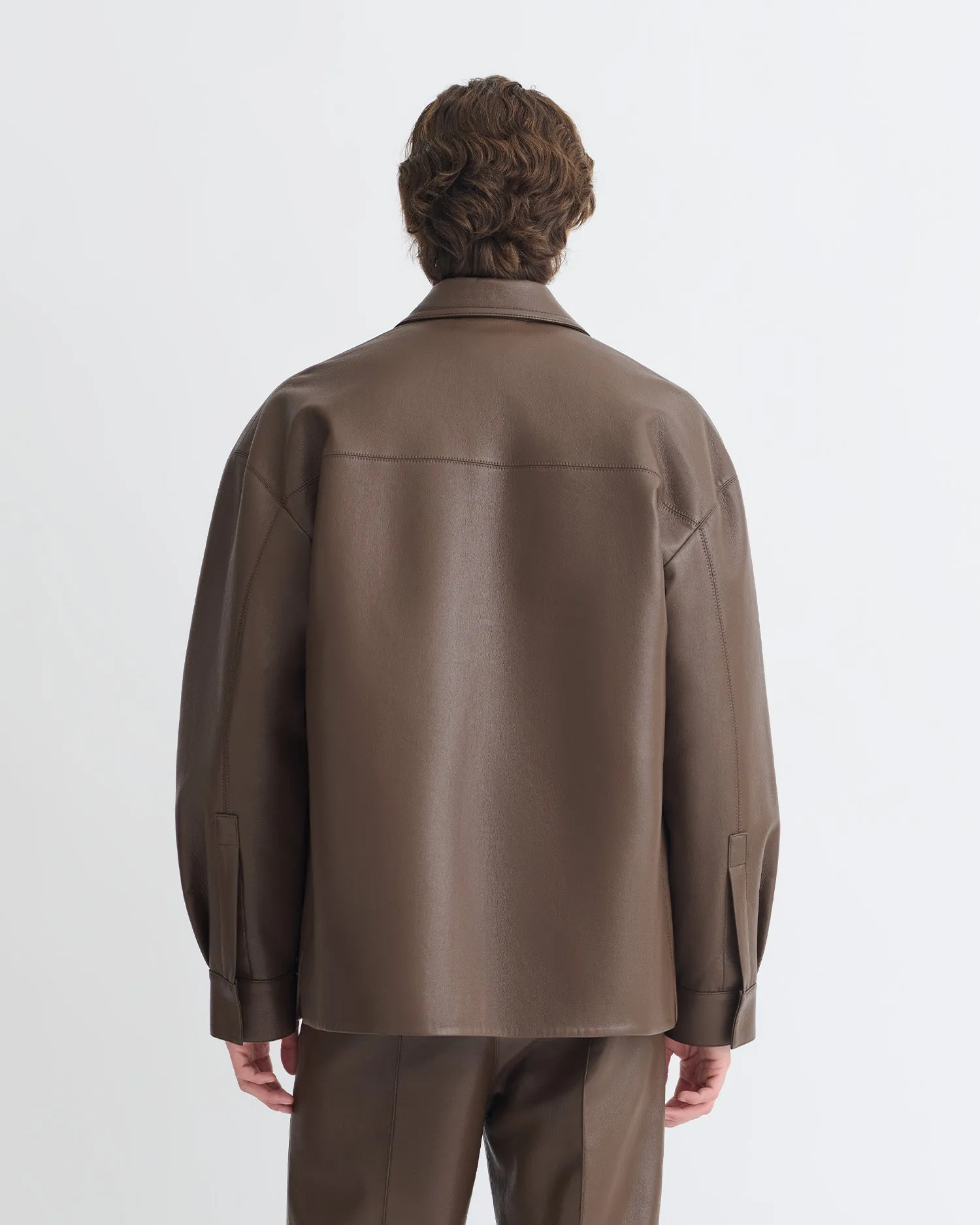 Chasin - Regenerated Leather Shirt Jacket - Chocolate Noise Free Fabric Bright