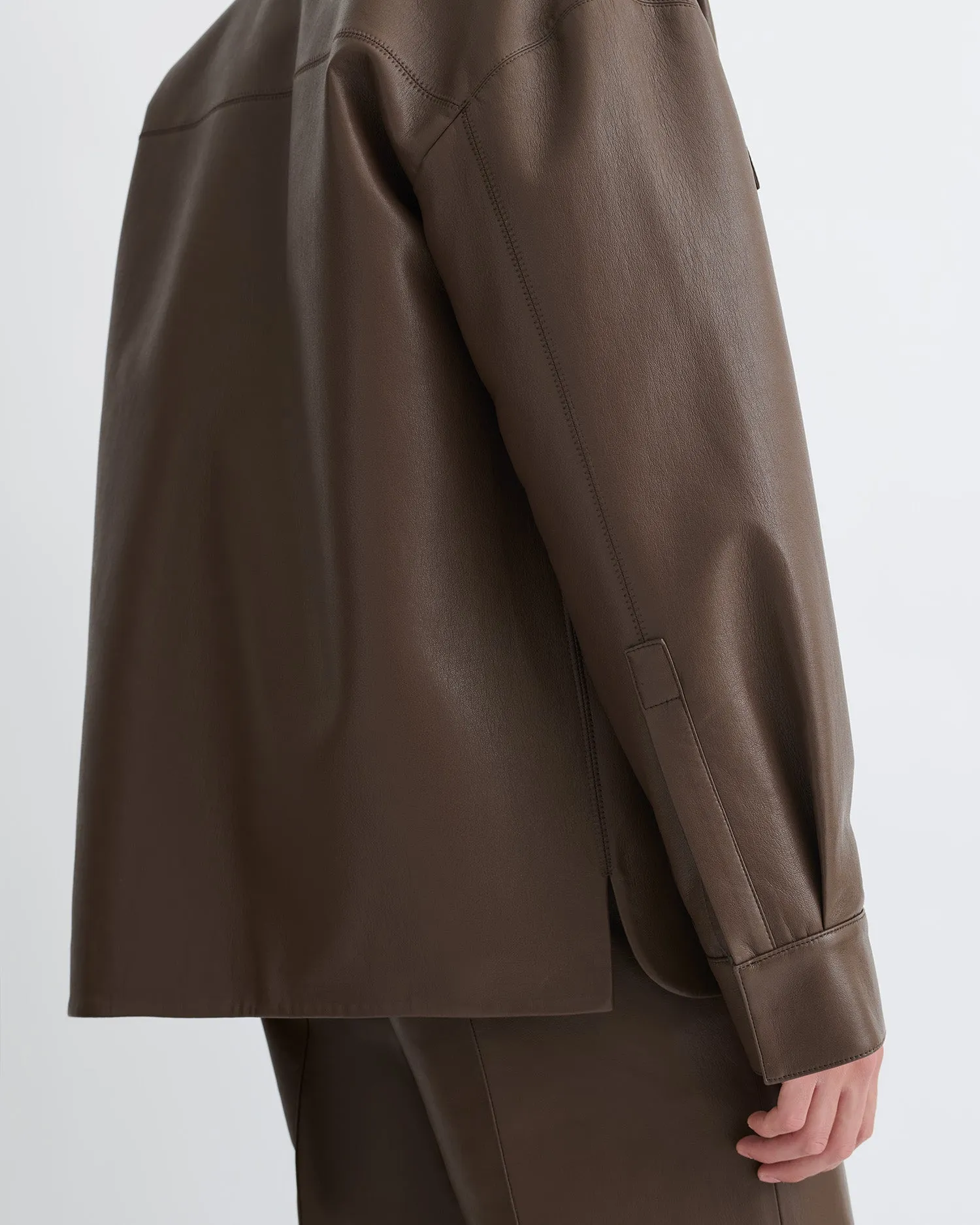 Chasin - Regenerated Leather Shirt Jacket - Chocolate Era