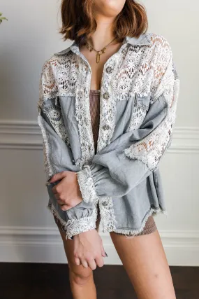 Bella Lace Shacket Antistatic Reflective Logo Detail