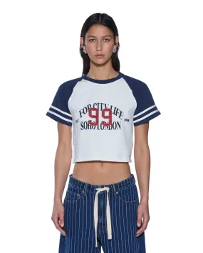 DoubleLayeredShoulders Wicking Inner Lining RAGLAN BOXY SS TEE VINTAGE WHITE/NAVY