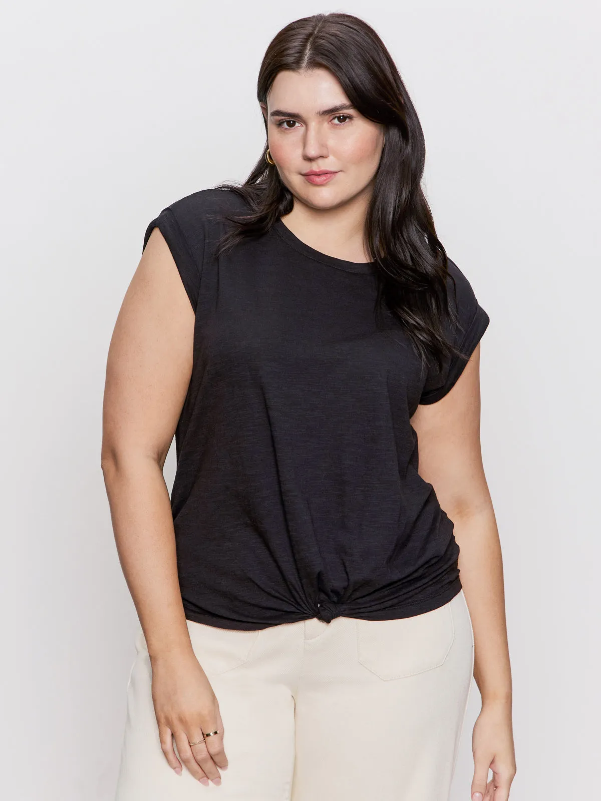 Knotted Muscle Tee Black Extended Sizing Plus size clothing