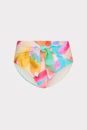 Watercolor Paint Stroke Tie Bikini Bottom compression support Floral-Motif
