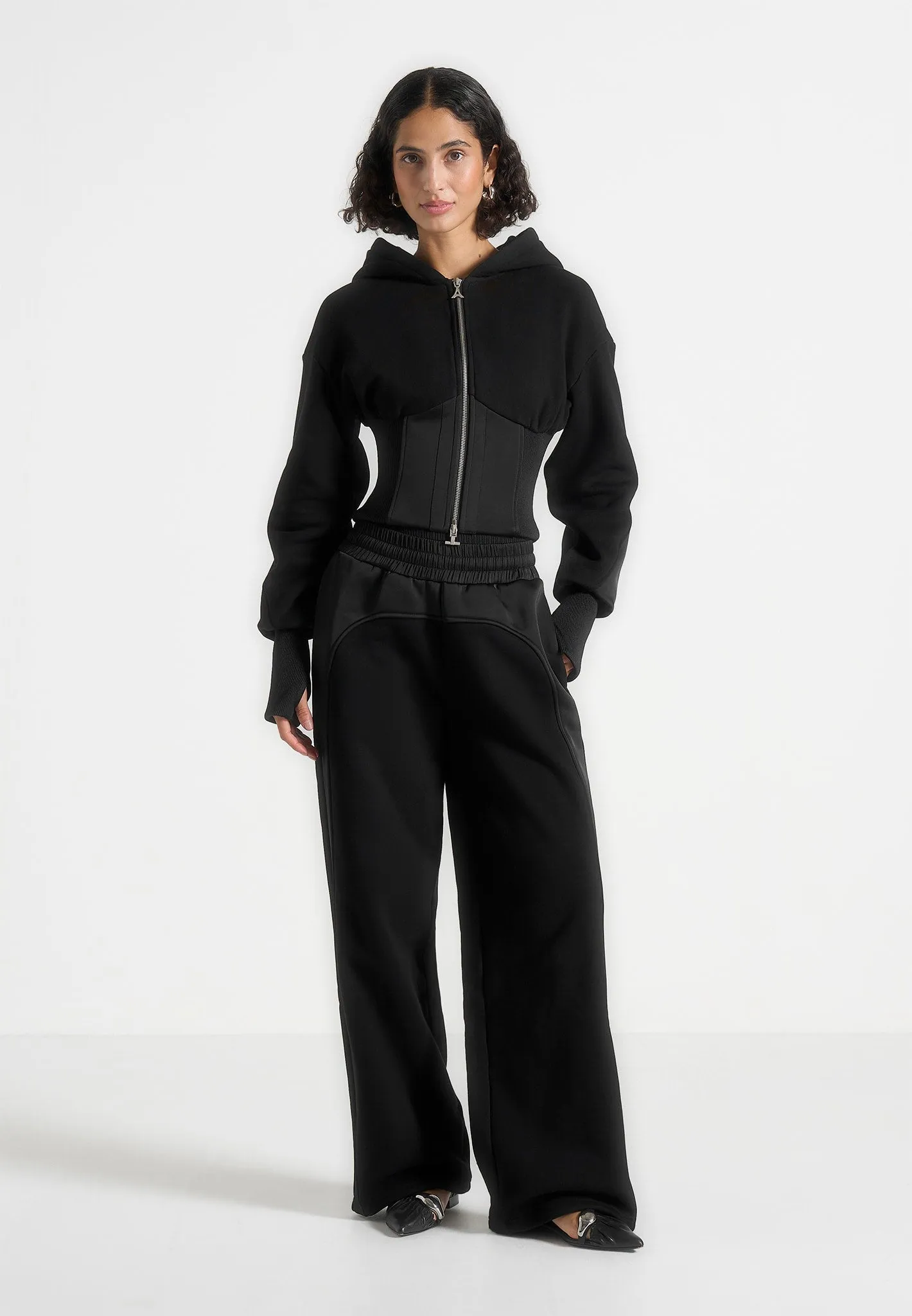 EcoCertified Material Loula - Jersey And Satin Joggers - Black