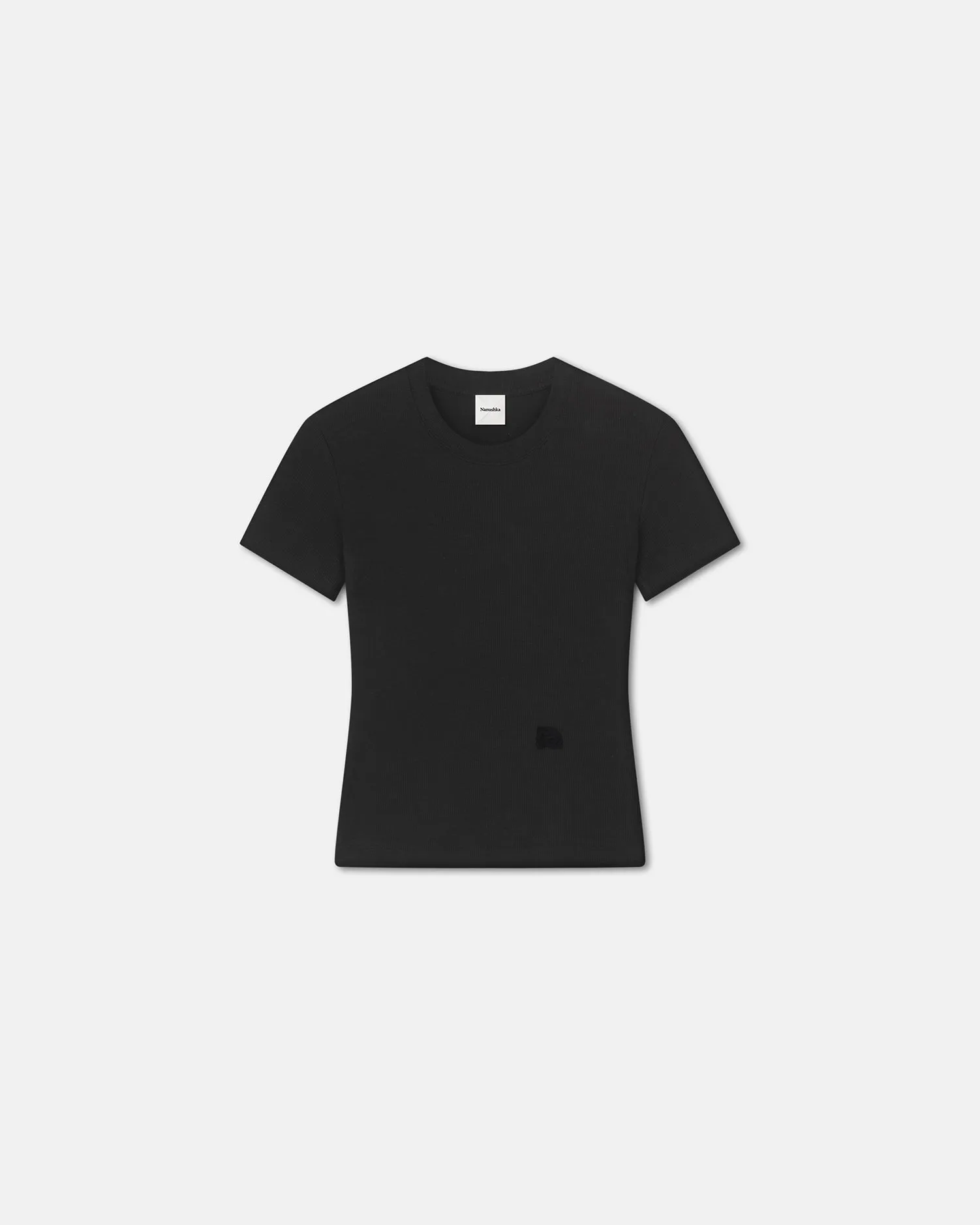 Thermal Insulation Loose Tee Axton - Cropped Ribbed Cotton-Jersey T-Shirt - Black