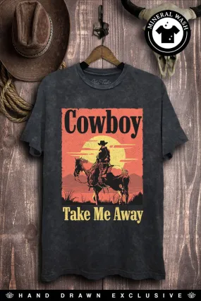 Acid Wash Cowboy Take Me Away Graphic Tee AthleticInspired