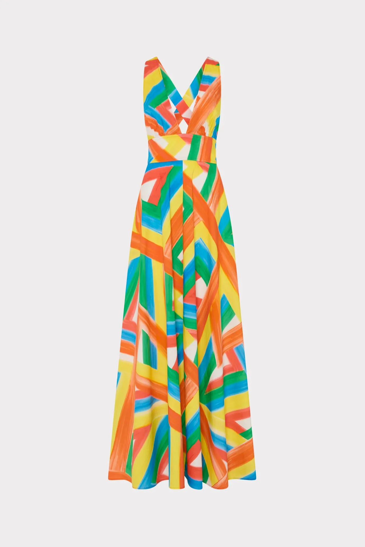 Catarina Multi Stripe Poplin Maxi Dress Elegance Glow Clasp-Closure