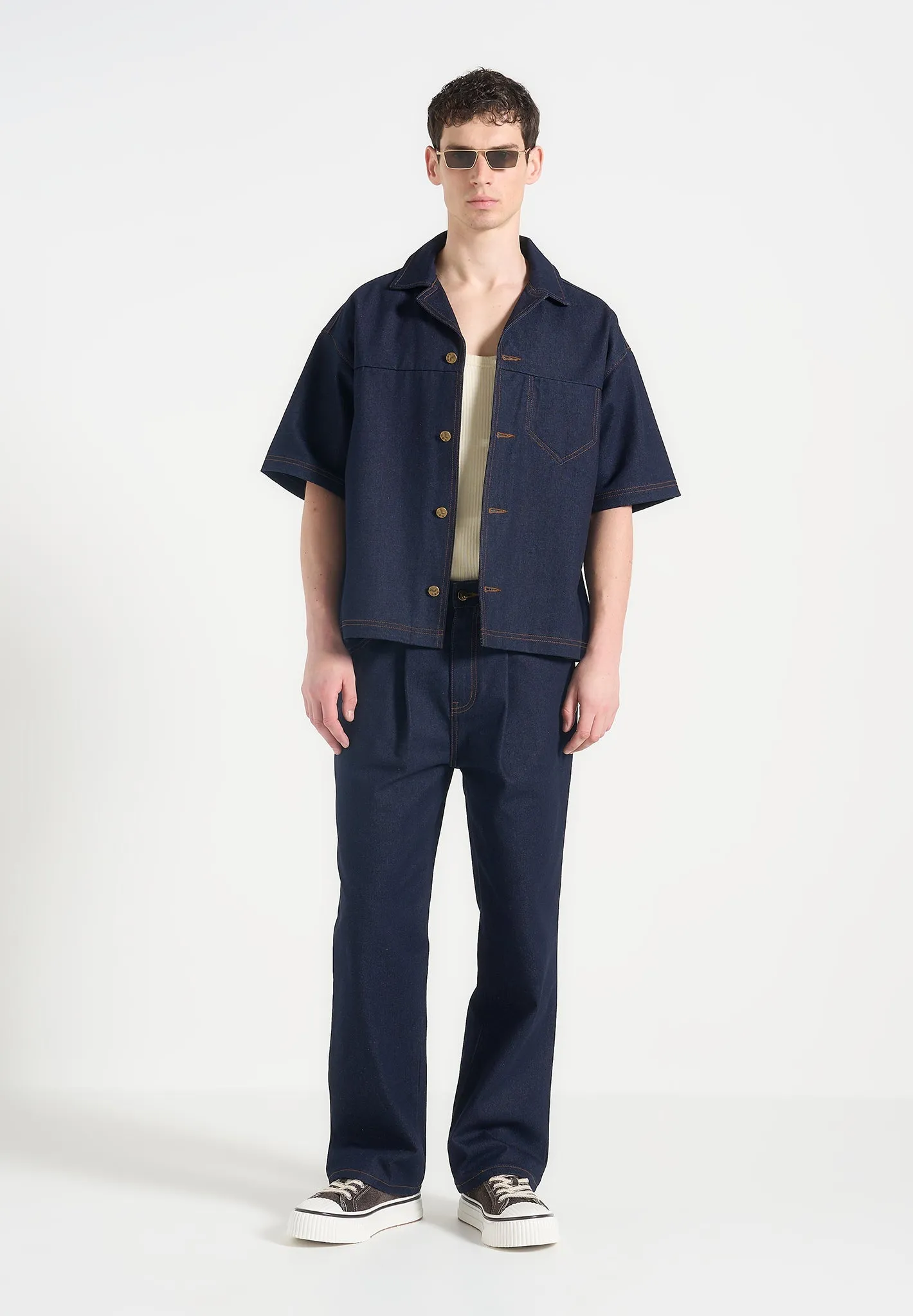 Hot Weather Stay Cool Technology Carl - Boxy Denim Revere Shirt - Indigo