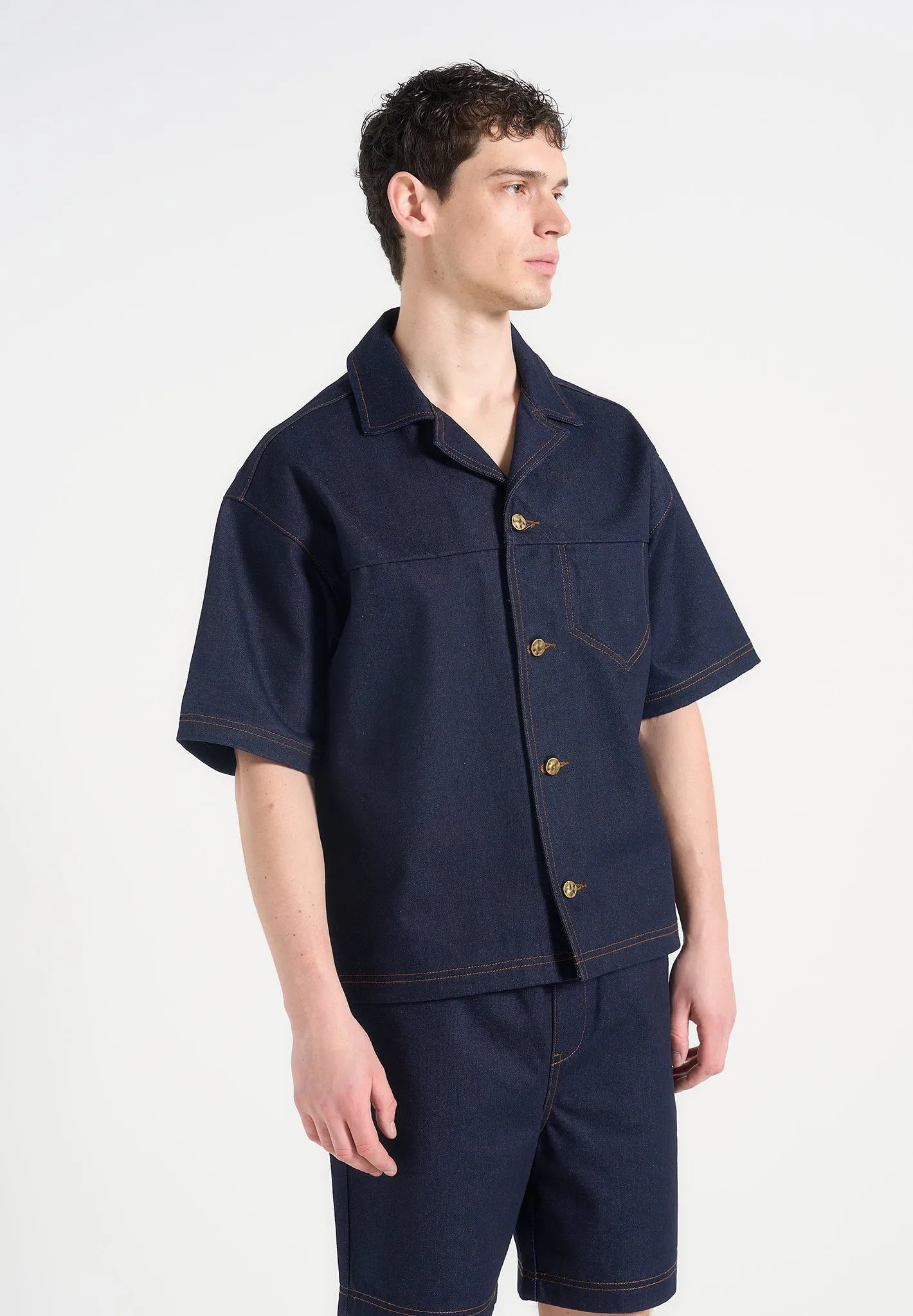 Carl - Boxy Denim Revere Shirt - Indigo Casual dress