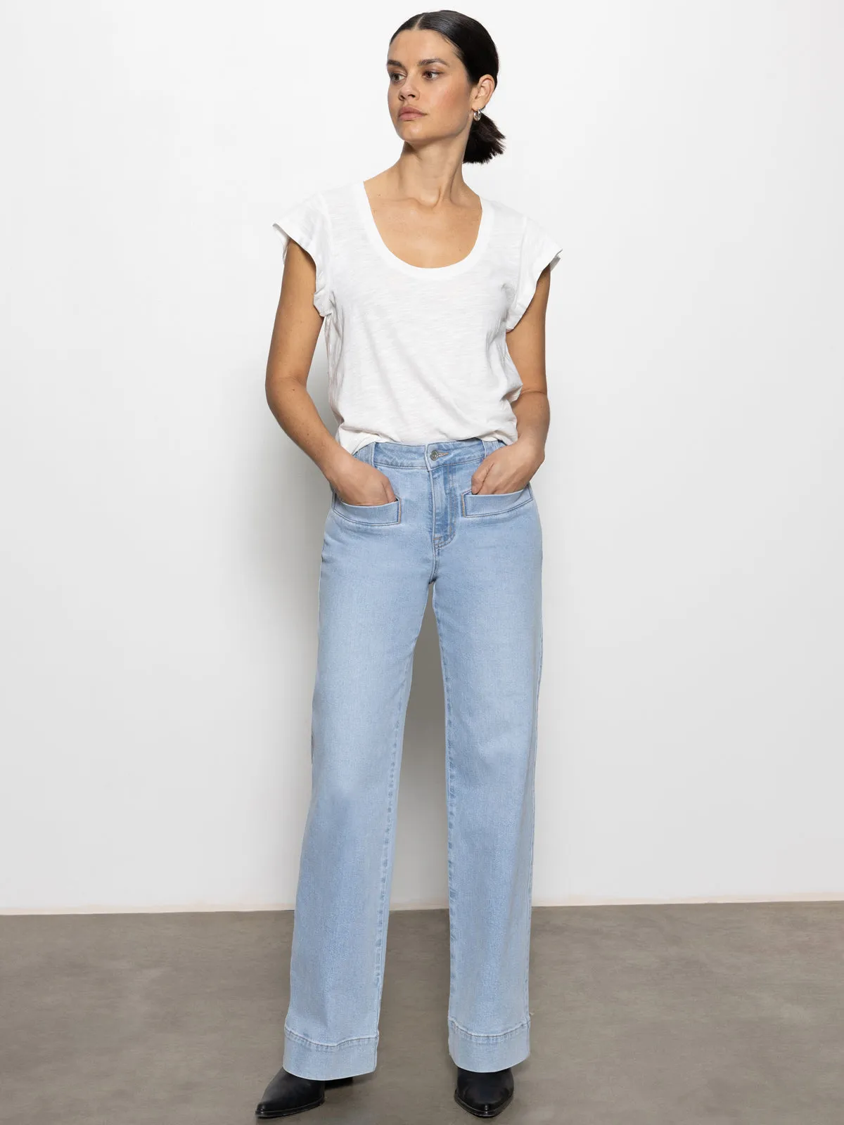 West Side Tee White Saltwater Resistant Elastic Recyclable Material Blend