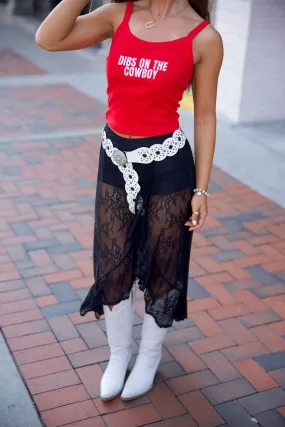 Curved Hemline Western Circle Disc Belt- White