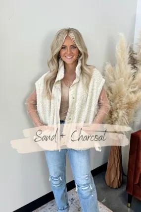 Whitley Sherpa Oversized Vest - FINAL SALE MicroPerforated Details