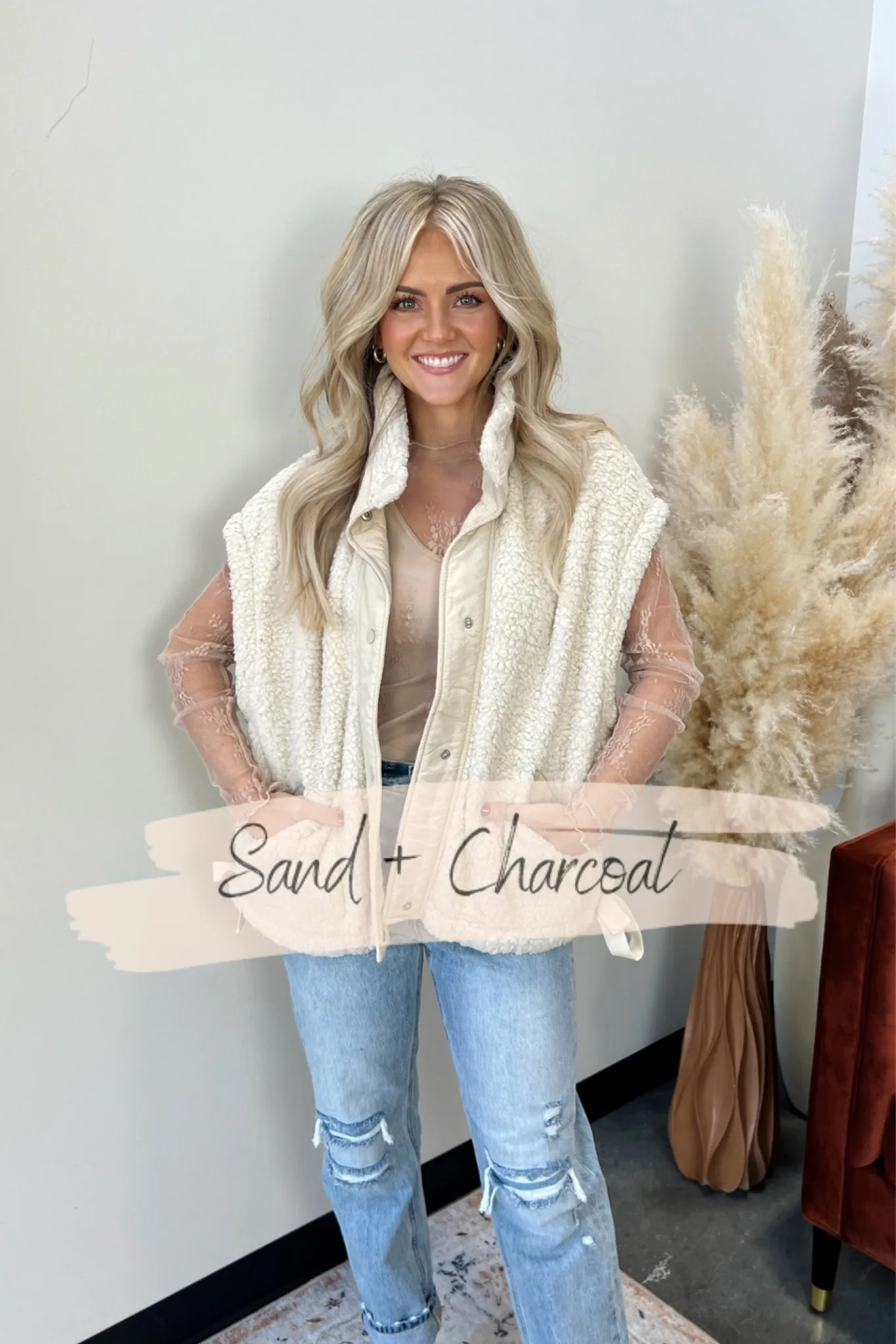 Whitley Sherpa Oversized Vest - FINAL SALE ReinforcedShoulders Shrinkage Prevention Treatment