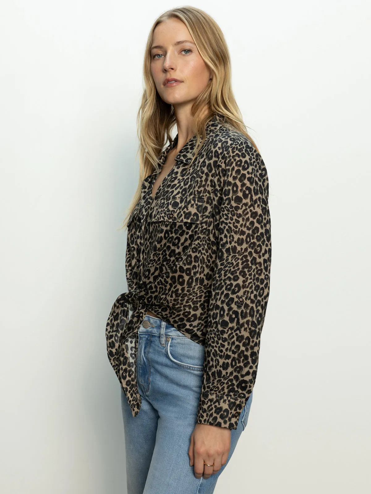 Plunge Neck Wild Love Tie Top French Kitty