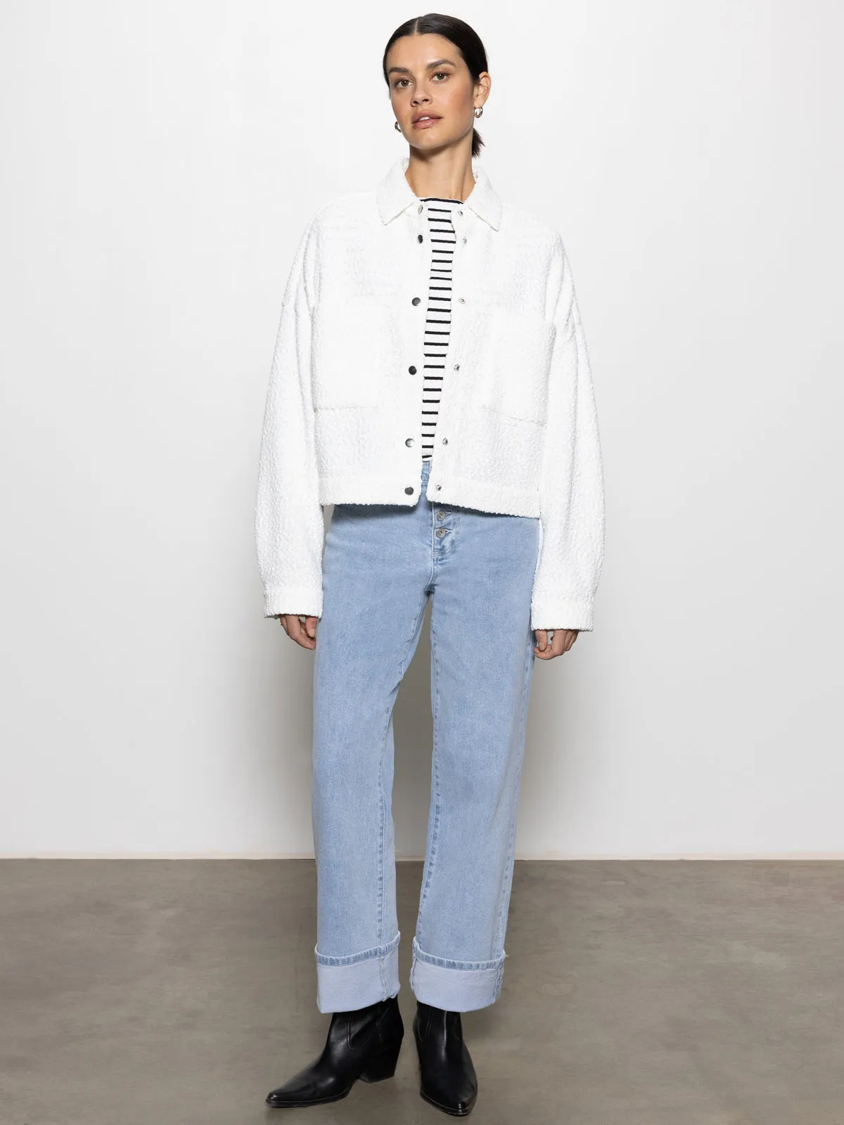 Rapid Dry Lining Reinforced Seams Trimmer Knit Shacket Chalk