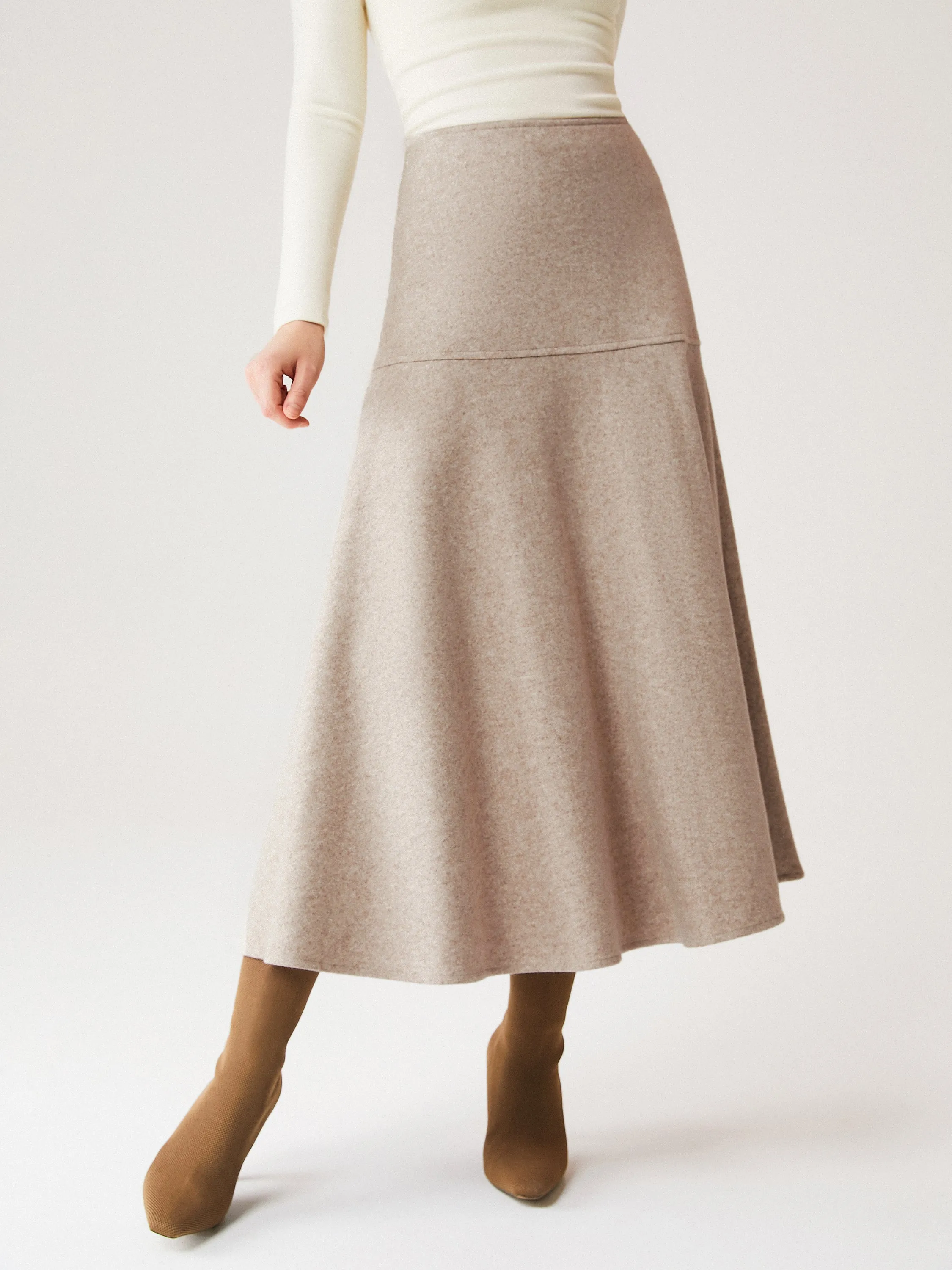 Durable Utility Wool-like Flared Maxi Skirt
